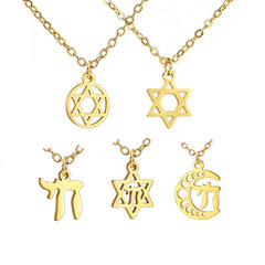 EUEAVAN 1pc Hebrew Letter Chai Symbol Necklace for Women Jewish Blessing Life Star of David Pendant Protection Amulet Jewelry