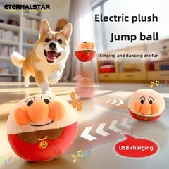 New Dog Toys Interactive Puzzle Electric Plush Jumping Ball USB Rechargeable Clown Cartoon Dog Training Toy Piggy Pet Shop