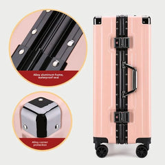 2024 New High-End Aluminum Frame Luggage Bag Thickened Travel Suitcase for Men And Women Students Large Capacity Password Box