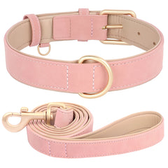 Soft Padded Dog Collar Leash Set PU Leather Pet Dog Collars With Walking Lead Rope Adjustable For Small Medium Dogs Pug Pet Shop