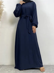 Hot Selle Simple Style Moroccan Dresses Kaftan Turkey Solid Color Gulf Abayas Islamic Women Long Dress Muslim Saudi Robe Ramadan