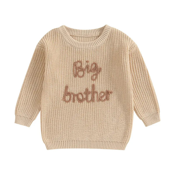1-5years Toddler Boys Autumn Winter Sweater Long Sleeve Letter Embroidery Pullover Knitwear
