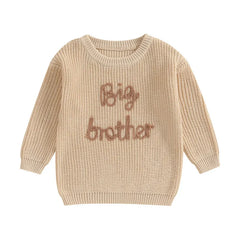 1-5years Toddler Boys Autumn Winter Sweater Long Sleeve Letter Embroidery Pullover Knitwear