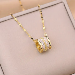 New In Light Luxury Zircon Crystal Stainless Steel Necklace Korean Fashion Sweet Sexy Female Clavicle Chain Jewelry