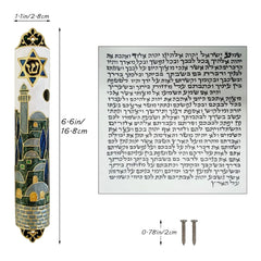 Hand Painted Door Mezuzah Ornament with Screw Zinc Alloy Jewish Mezuzah Case Cover Delicate Embellished Door Wall Hanukkah Decor