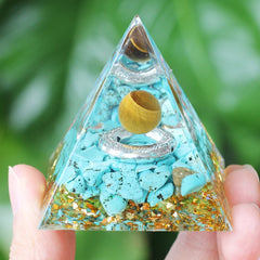 Energy Pyramid Orgonite Reiki Natural Amethyst Ball Healing Crystals Chakra Tool Ornaments Resin Stones Craft Kids Gift Pyramid
