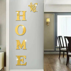 HOME Home Logo 3D Mirror Wall Sticker Butterfly Acrylic Mirror Wall Sticker 5PCS Art Entrance Decoration Home Decoration