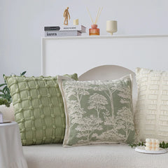 Jacquard Cushion Cover Skin-friendly High Quality Matcha Color Pillowcase Fresh Home Decorative Pillowcase for Indoor Sofa 45x45