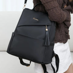 Fashion Women’s Nylon Anti-theft Backpack Tassel Decorative Casual Travel Female Shoulder Bag Large Capacity Student School Pack
