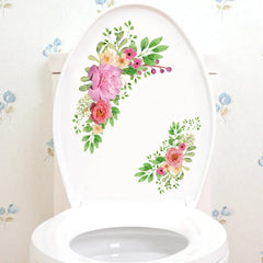 Green Plant Leaves Bathroom Toilet Sticker WC Closestool Wall Sticker Self Adhesive Mural Beautify Flower Home Decor Decals