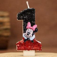 Hot Happy Birthday Number 0-9 Candles Cartoon Mickey Minnie Mouse Candle Cake Cupcake Topper Party Decoration Supplies DIY Gifts