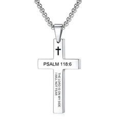 Christian Bible Verse Cross Pendant Necklace Stainless Steel Religious Scripture Prayer Jewelry Gifts