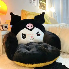 Home Decor Kawaii Cinnamoroll Big Size Cute Plush Half Surrounded Black Kuromi Cushion Backrest Dormitory Office Non-Slip Chair Cushion