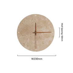 Marble Clock Wall Light Creative Wabi Sabi Yellow Living Room Nordic Restaurant Corridor Circular Travertine Decor Sconce Lamp