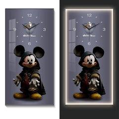 Fashionable Home Wall Decoration Cartoon Mickey Hanging Painting Creative Large Digital Clock LED Luminous Painting Wall Clock
