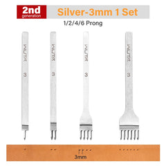 WUTA 1Set 4pcs Basic Leather Chisel Tool Diamond Pricking Iron Hole Punch Stitching Leather Craft tools 3/4/5/6mm 1-2-4-6 teeth