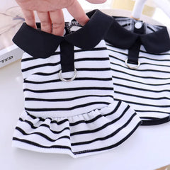 Bow Dog Princess Dress Dog Clothes Summer Black White Luxury Striped Skirt Dog Vest Chihuahua Bichon Yorkie Clothing for Dogs Pet Shop Pet Clothing