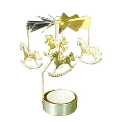 Gold Silver Candlesticks Rotating Romantic Rotation Spinning Carrousel Tea Light Candle Holder Dinner Wedding Bar Party