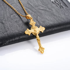 Religious Stainless Steel Cross Pendant Necklace for Women Men Charms for Chain Choker Christian Metal Jewelry Making Accessory