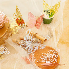 48 Pcs Butterfly for Gift Packing Decorative 3d Butterflies Decor Flower Art Arrangement Wall Paper Ornament DIY Wrapping