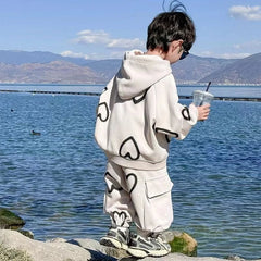 Boys' High-quality Coat +pants 2-piece Set 2025 New Products for Children's Holiday Performance Clothing Fashionable Sweatshirts
