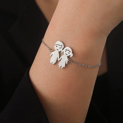 Teamer Cute Family Bracelets Stainless Steel Charm Bracelet Bangle for Daughter Son Sister Brother Couple Gifts Jewelry