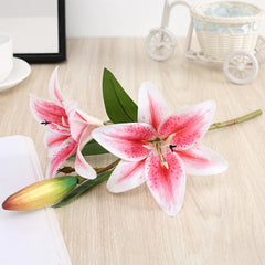 Real Looking 3D Printing Lily Branch  Artificial Flowers White Fake Flowers Flores for Wedding Home Garden Decoration Home Decor, Plants & flowers