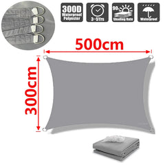 Outdoor Shade Sail, 300D Polyester Waterproof UV-Proof Awning, Sunshine Canopy for Terrace, Carport, Backyard, Garden, etc