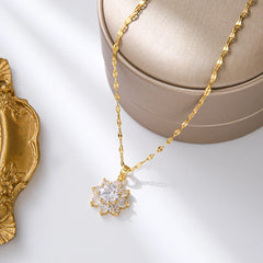 New In Light Luxury Zircon Crystal Stainless Steel Necklace Korean Fashion Sweet Sexy Female Clavicle Chain Jewelry