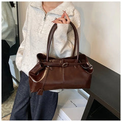 Large Capacity Oil PU Leather Shoulder & Tote Bag for Women