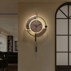 Modern Art Large Wall Clock With Pendulum Creative Voice-Activated Glow Silent Clocks Living Room Kitchen Office Room Decor Gift