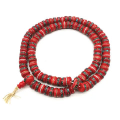 Tibetan 108Beads Ox bone Meditation Prayer Mala Abacus Beads Multi Colors Black Brown Red BRO574