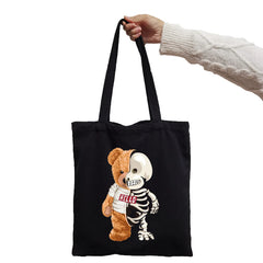 Black White Bear Print Shopper Tote for Women