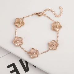 Plum Blossom Five-Leaf Clover Bracelet & Necklace – Y2K Style Jewelry