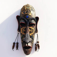 1pc, African style hanging decorations, South Africa mask pendant, Handmade painted resin craft, Restaurant bar wall decoration