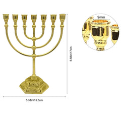 7 Branch Menorah Candle Holder Jerusalem Temple 12 Tribes of Israel Menorah 6.69-inch Height Antique Hanukkah Candle Stand  4 3