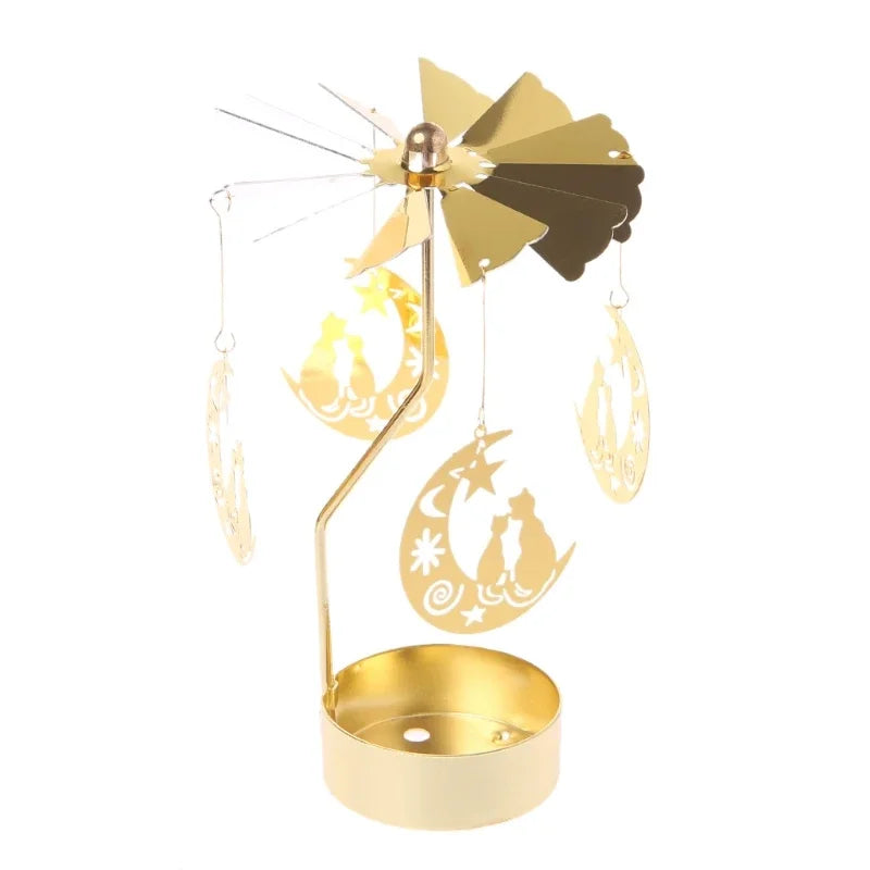 1pc Metal Hot Rotating Candle Holder Christmas Rotating Candle Holder Dinner Party Wedding Party Candle Holder Home Decor