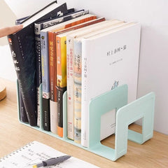 4-Grid Bookends Stand – Desktop Bookshelf Organizer Rack Office Furniture