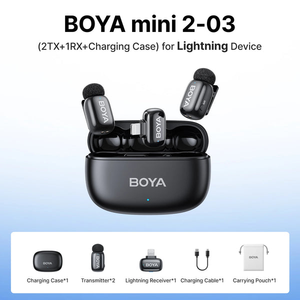 BOYA Mini 2 Wireless Lavalier Microphone AI Noise Reduction Mini Mic for iPhone 6-14/15-17 USB-C Android Phone Video Recording
