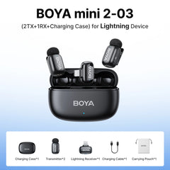 BOYA Mini 2 Wireless Lavalier Microphone AI Noise Reduction Mini Mic for iPhone 6-14/15-17 USB-C Android Phone Video Recording
