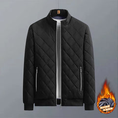 Men’s Diamond Pattern Fleece Bomber Jacket – Slim Fit