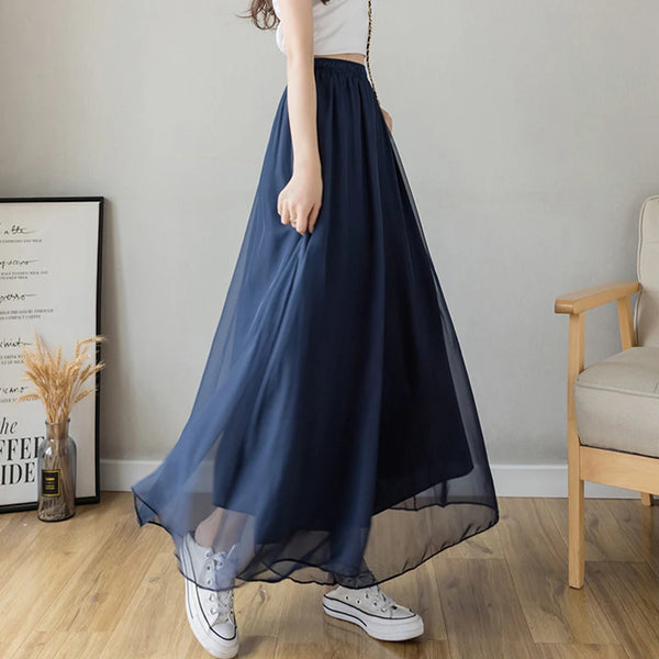 Women’s High-Waist Chiffon Wide-Leg Pants – Spring/Summer Plus Size
