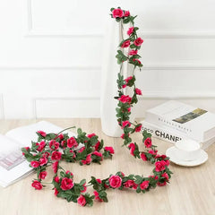 2.2 Meters Rose Artificial Flowers Christmas Garland for Wedding Home Room Decoration Spring Autumn Garden DIY Fake Plant Vine