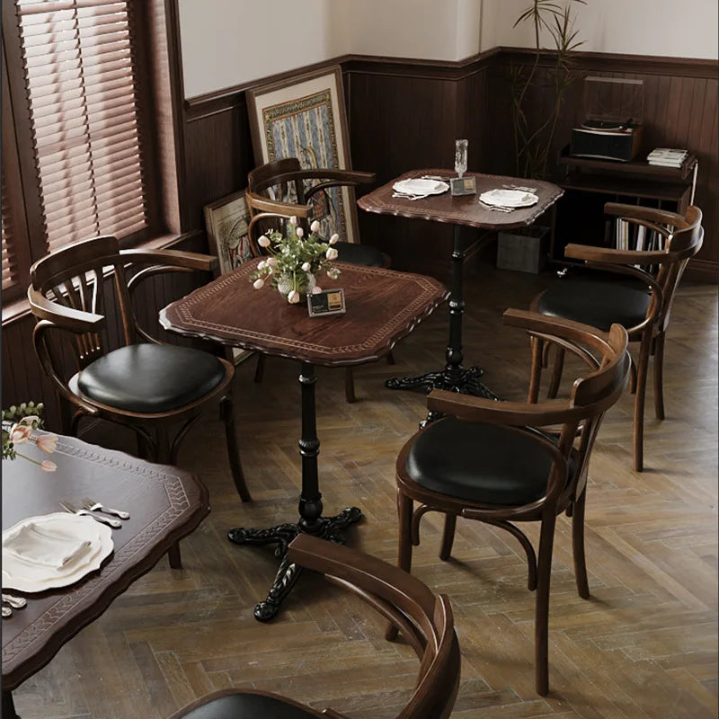 American Retro Cafe Solid Wood Table and Chair Combination Milk Tea Dessert Bakery Restaurant Commercial Dining Chair Kitchen & Dining Furniture
