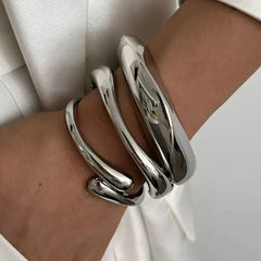 3 Styles Vintage Hip Hop Metal Cuff Bangles Punk Gold Silver Color