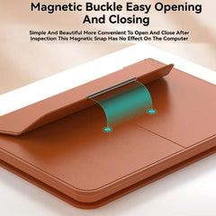 13-14/15-16 Inch Laptop Sleeve Holder Automatic Closing Multifunction Carrying Pouch with Stand Leather for Macbook Air