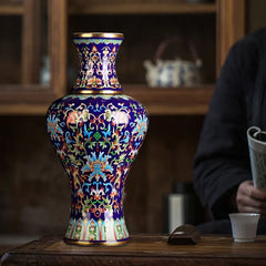 Jingdezhen-Ceramic Flower Vase Antique Enamel Pots for Plants Chinese Living Room Home Decor Versatile Practical Floor Ornaments