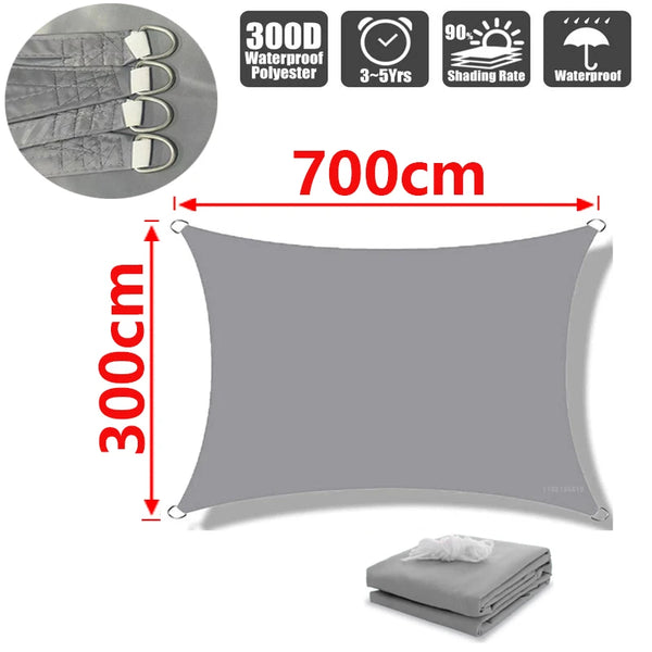 Outdoor Shade Sail, 300D Polyester Waterproof UV-Proof Awning, Sunshine Canopy for Terrace, Carport, Backyard, Garden, etc