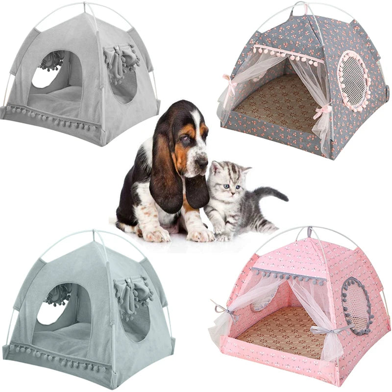 Pet Cat Tent Summer Cave Hut Cat Sleep House For Kitten Puppy Playpen Cage Basket Cat Nesk Kennel Small Dog House Bed Pet Shop