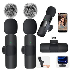 2.4G Wireless Lavalier Microphone Portable Audio Video Recording Mini Mic for iPhone Android Live Broadcast Gaming Phone